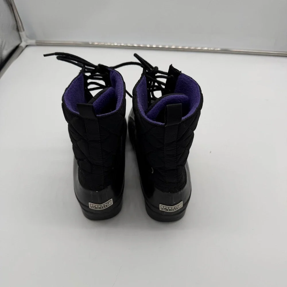Sperry Top-Sider Saltwater Black Quilted Waterproof Duck Boots Womens 10 9289067